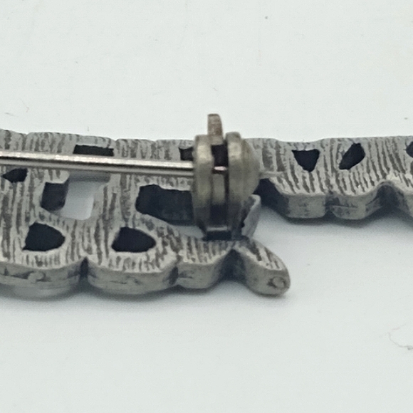 JJ Jonette Vintage Santa Hat Cat Mouse Dangle Brooch Happy Holidays Pin 2.75" - Picture 7 of 12